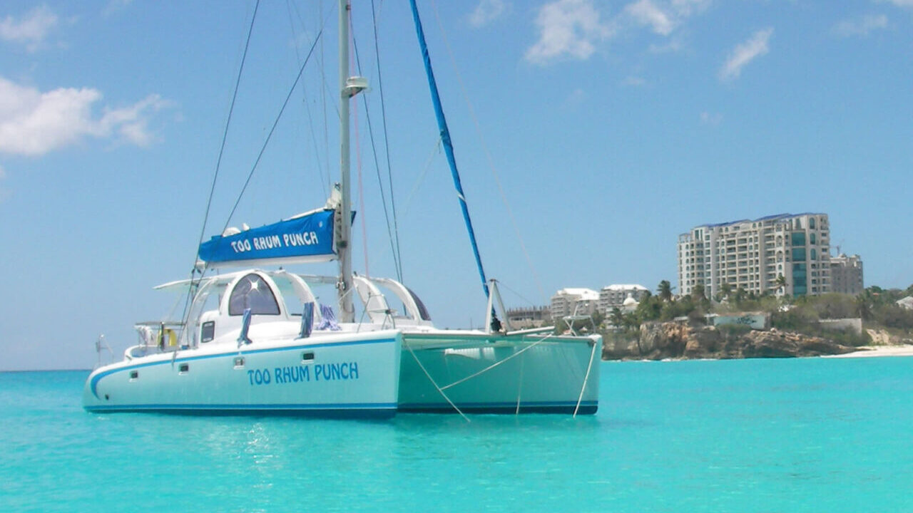 catamaran boat sailing in St Maarten