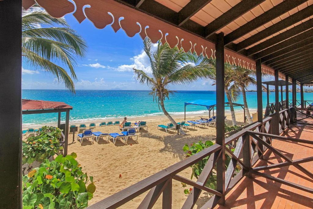 Beautiful Simpson Bay Beach in St. Maarten with Caribbean water and sandy coastline